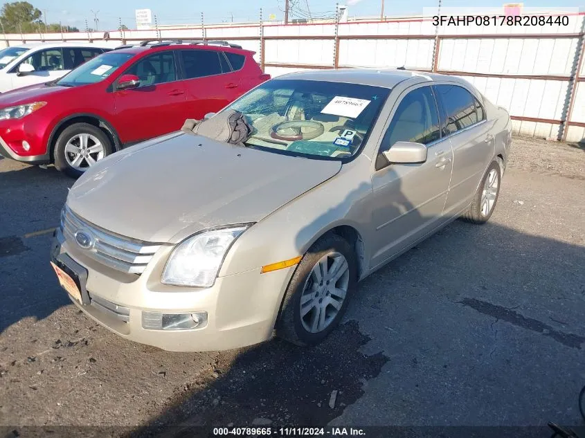 2008 Ford Fusion Sel VIN: 3FAHP08178R208440 Lot: 40789665