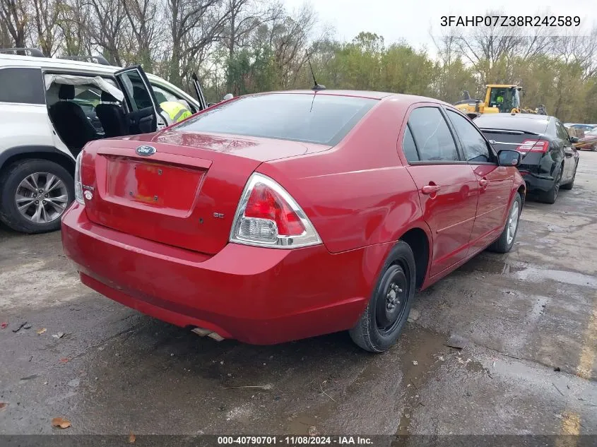 3FAHP07Z38R242589 2008 Ford Fusion Se