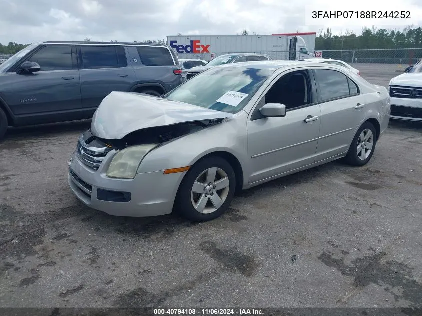 2008 Ford Fusion Se VIN: 3FAHP07188R244252 Lot: 40794108