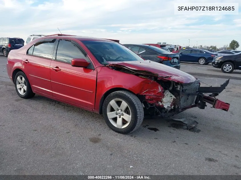 2008 Ford Fusion Se VIN: 3FAHP07Z18R124685 Lot: 40822266