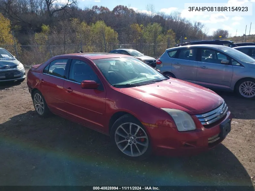 2008 Ford Fusion Sel VIN: 3FAHP08188R154923 Lot: 40828994