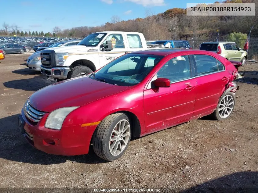 2008 Ford Fusion Sel VIN: 3FAHP08188R154923 Lot: 40828994