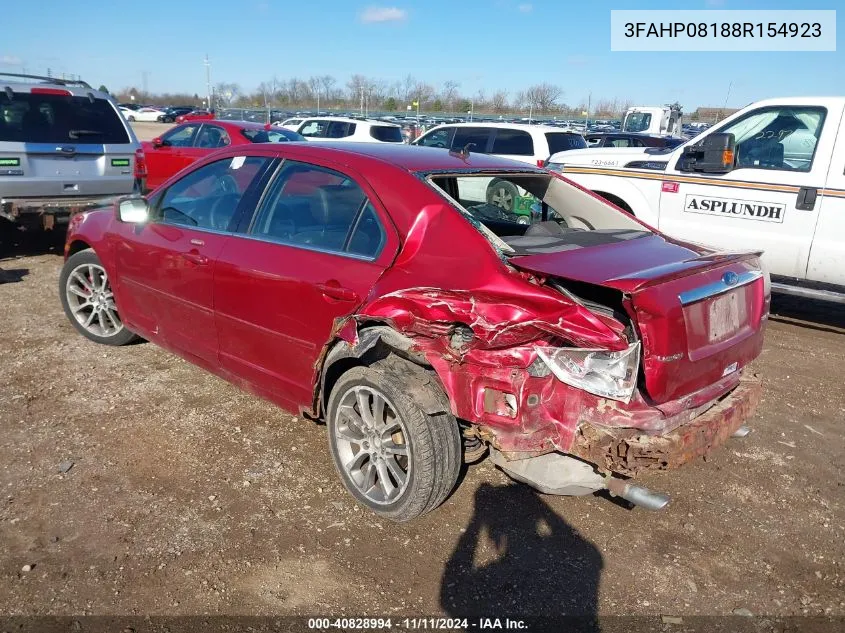 2008 Ford Fusion Sel VIN: 3FAHP08188R154923 Lot: 40828994