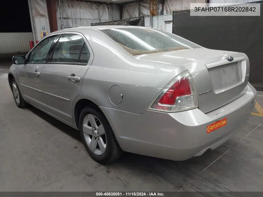 2008 Ford Fusion Se VIN: 3FAHP07168R202842 Lot: 40835051