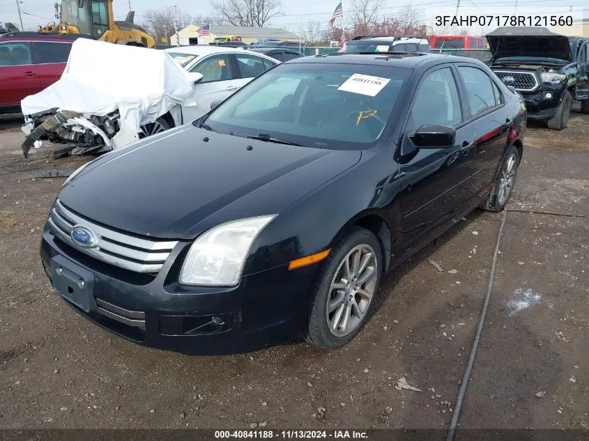 2008 Ford Fusion Se VIN: 3FAHP07178R121560 Lot: 40841188