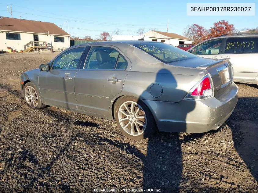 2008 Ford Fusion Sel VIN: 3FAHP08178R236027 Lot: 40864037