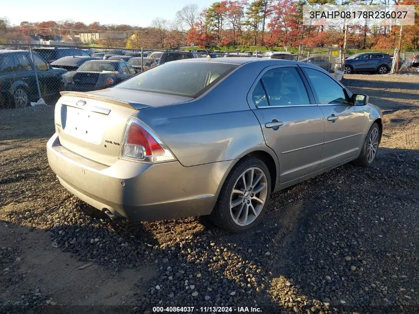 2008 Ford Fusion Sel VIN: 3FAHP08178R236027 Lot: 40864037