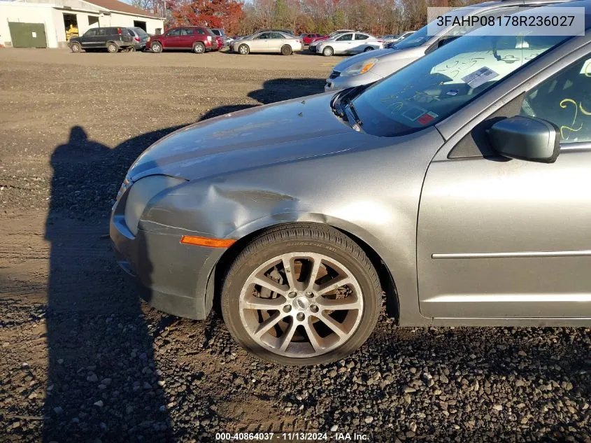 2008 Ford Fusion Sel VIN: 3FAHP08178R236027 Lot: 40864037