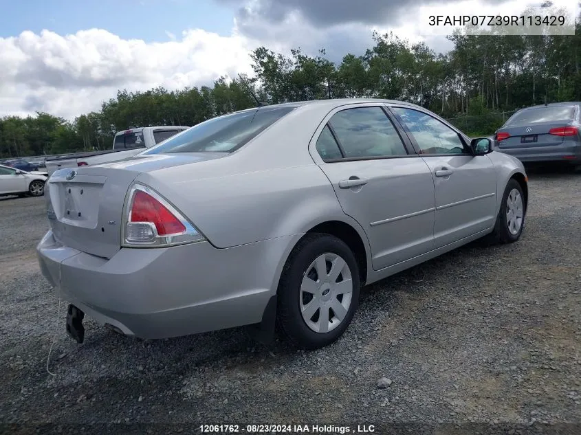 2009 Ford Fusion Se VIN: 3FAHP07Z39R113429 Lot: 12061762