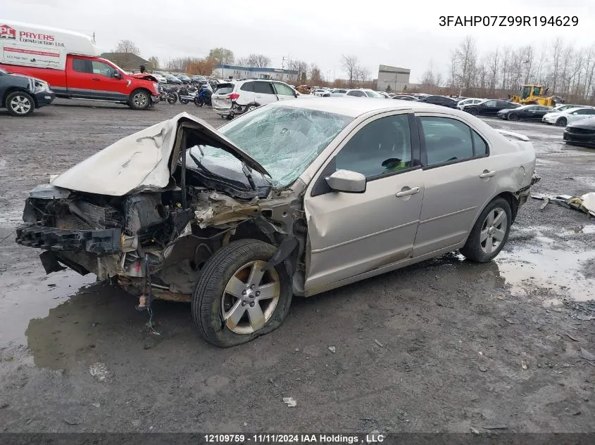 2009 Ford Fusion VIN: 3FAHP07Z99R194629 Lot: 12109759