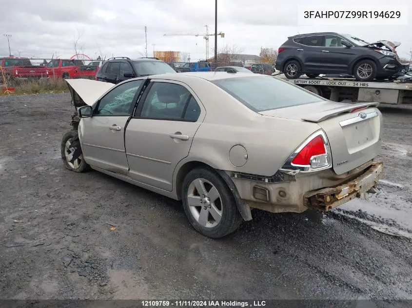 2009 Ford Fusion VIN: 3FAHP07Z99R194629 Lot: 12109759