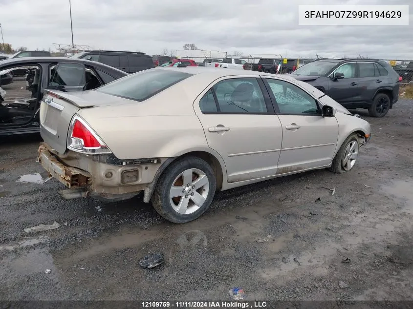 2009 Ford Fusion VIN: 3FAHP07Z99R194629 Lot: 12109759