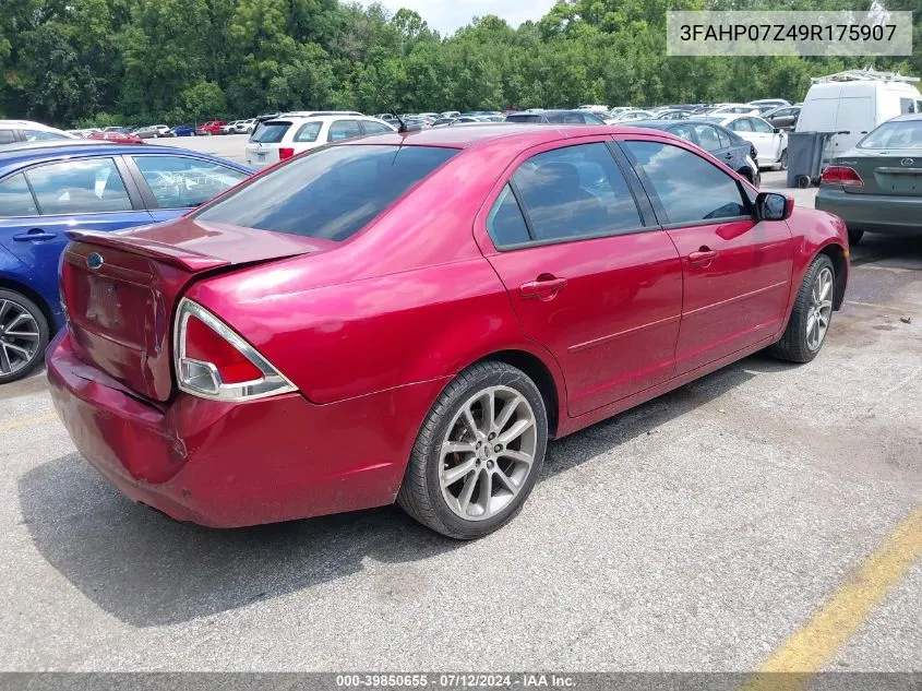 2009 Ford Fusion Se VIN: 3FAHP07Z49R175907 Lot: 39850655