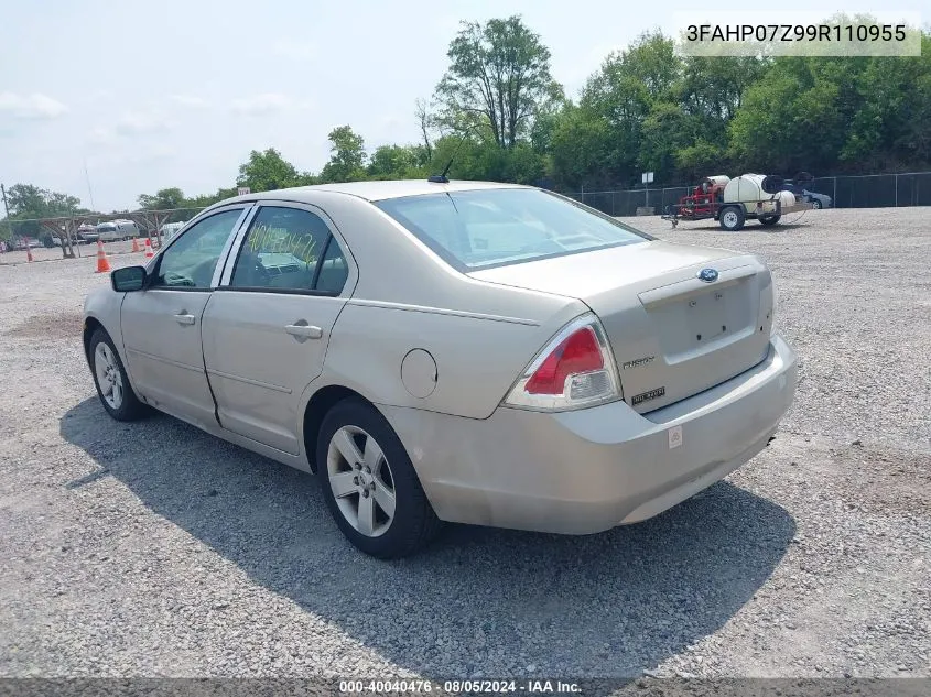 2009 Ford Fusion Se VIN: 3FAHP07Z99R110955 Lot: 40040476