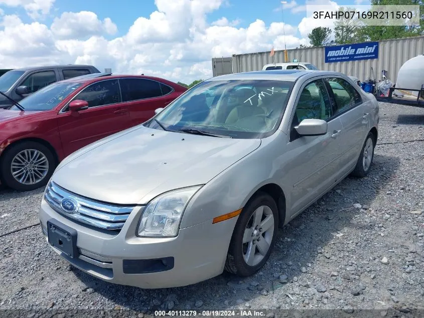 2009 Ford Fusion Se VIN: 3FAHP07169R211560 Lot: 40113279