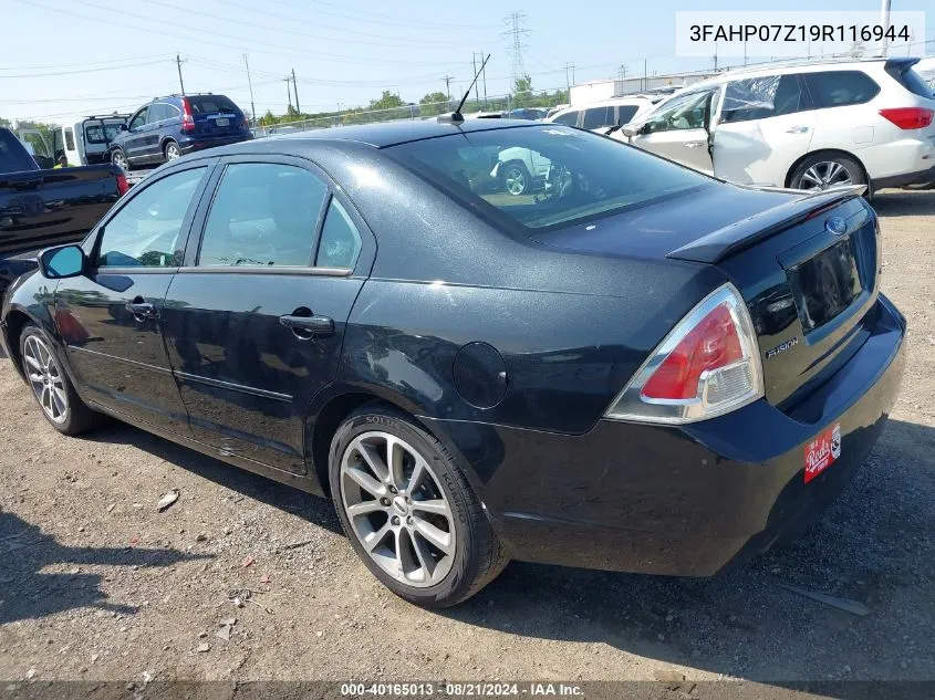 2009 Ford Fusion Se VIN: 3FAHP07Z19R116944 Lot: 40165013