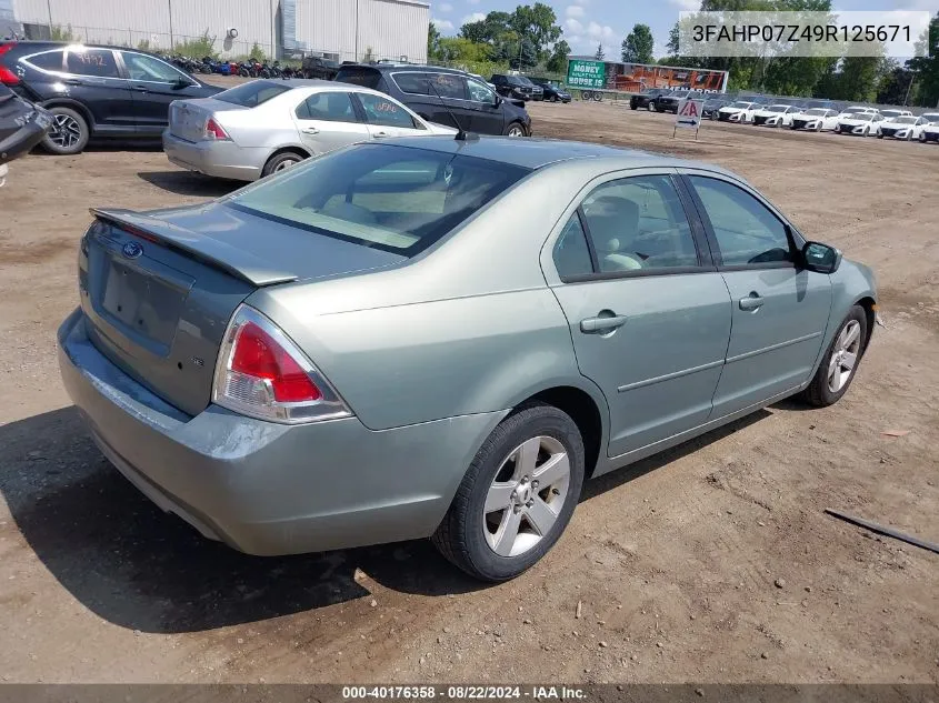 2009 Ford Fusion Se VIN: 3FAHP07Z49R125671 Lot: 40176358