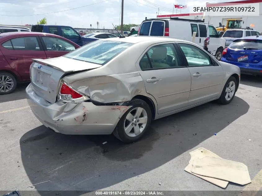 2009 Ford Fusion Se VIN: 3FAHP07Z39R109722 Lot: 40191674