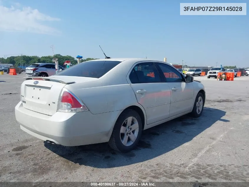 2009 Ford Fusion Se VIN: 3FAHP07Z29R145028 Lot: 40198637