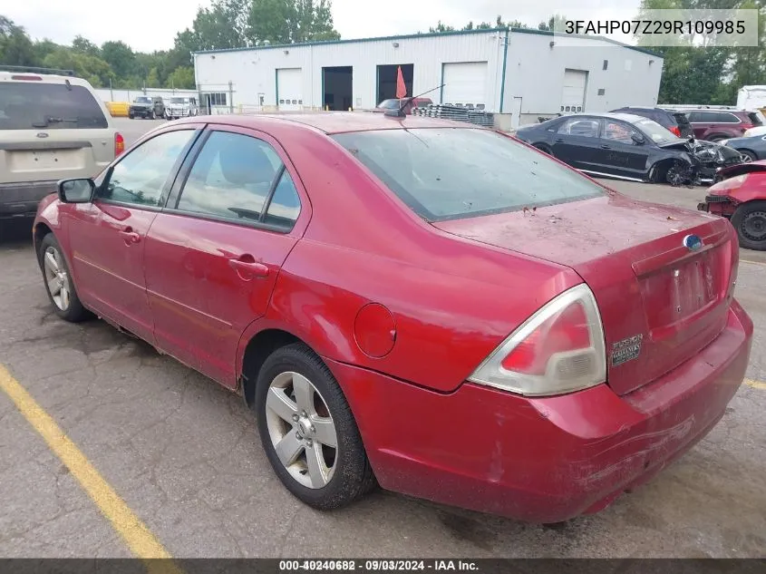 2009 Ford Fusion Se VIN: 3FAHP07Z29R109985 Lot: 40240682