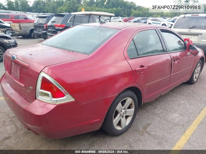 2009 Ford Fusion Se VIN: 3FAHP07Z29R109985 Lot: 40240682