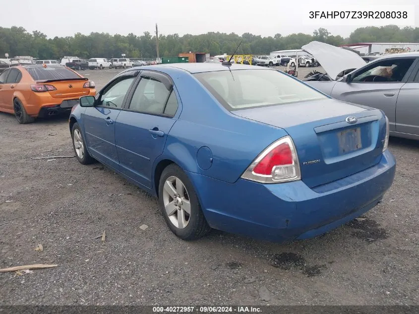 2009 Ford Fusion Se VIN: 3FAHP07Z39R208038 Lot: 40272957