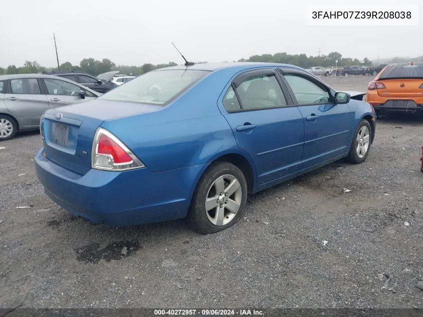 2009 Ford Fusion Se VIN: 3FAHP07Z39R208038 Lot: 40272957