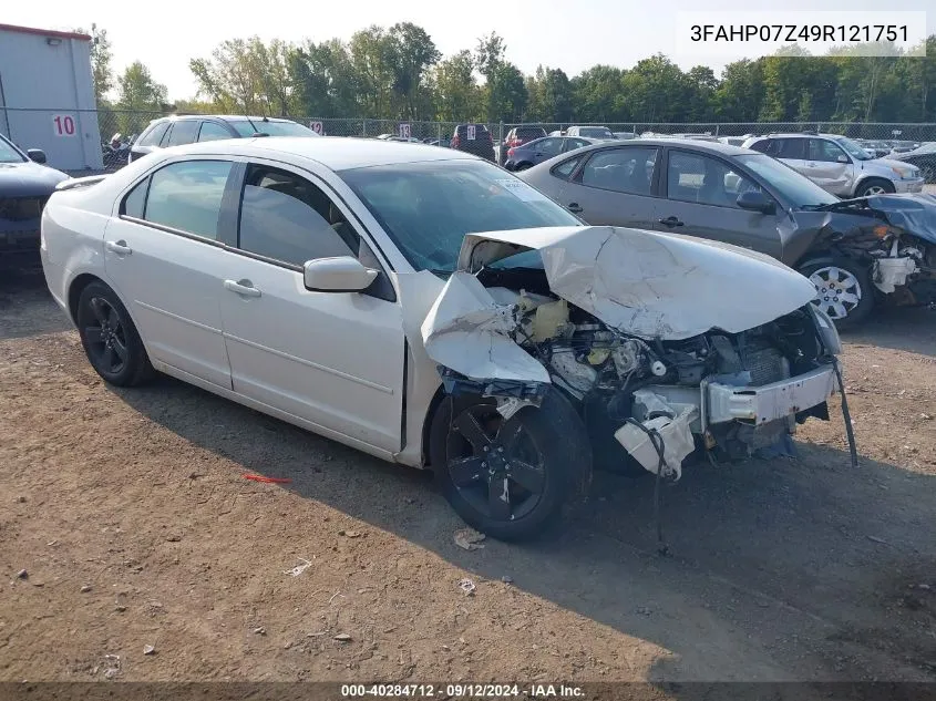 2009 Ford Fusion Se VIN: 3FAHP07Z49R121751 Lot: 40284712