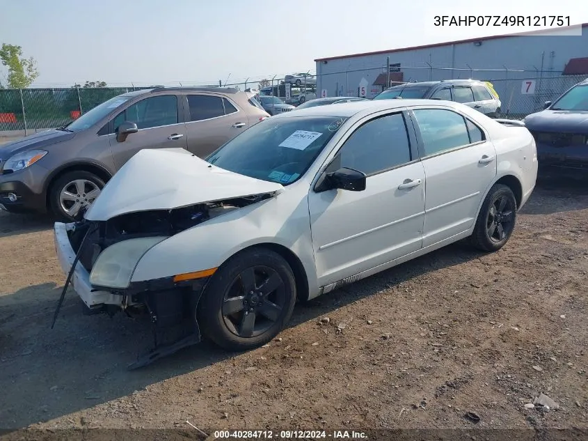 2009 Ford Fusion Se VIN: 3FAHP07Z49R121751 Lot: 40284712