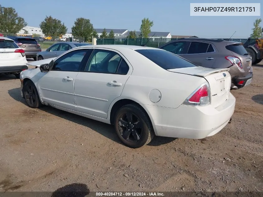 2009 Ford Fusion Se VIN: 3FAHP07Z49R121751 Lot: 40284712