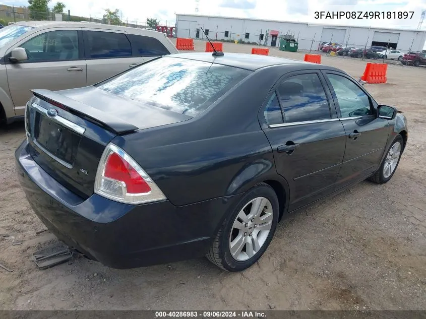 2009 Ford Fusion Sel VIN: 3FAHP08Z49R181897 Lot: 40286983