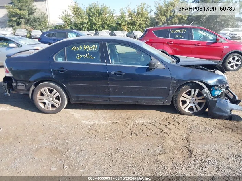 2009 Ford Fusion Sel VIN: 3FAHP081X9R160739 Lot: 40339091