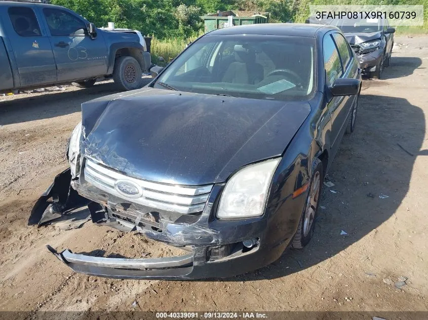 2009 Ford Fusion Sel VIN: 3FAHP081X9R160739 Lot: 40339091