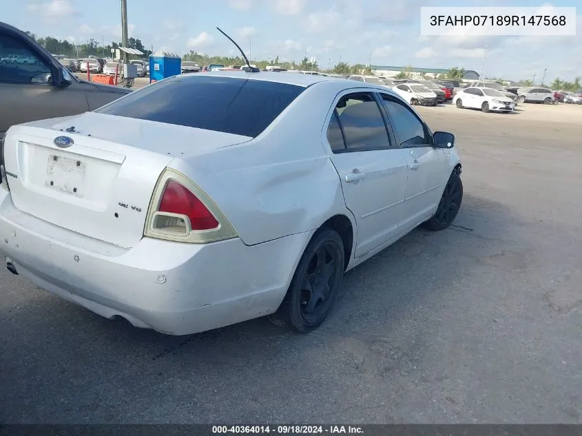 2009 Ford Fusion Se VIN: 3FAHP07189R147568 Lot: 40364014