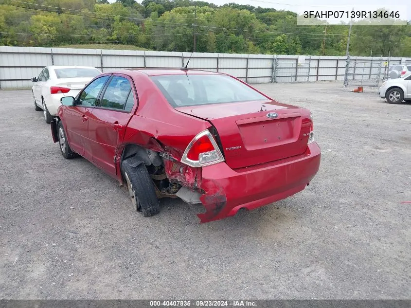 2009 Ford Fusion Se VIN: 3FAHP07139R134646 Lot: 40407835