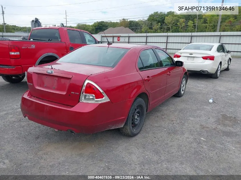 2009 Ford Fusion Se VIN: 3FAHP07139R134646 Lot: 40407835