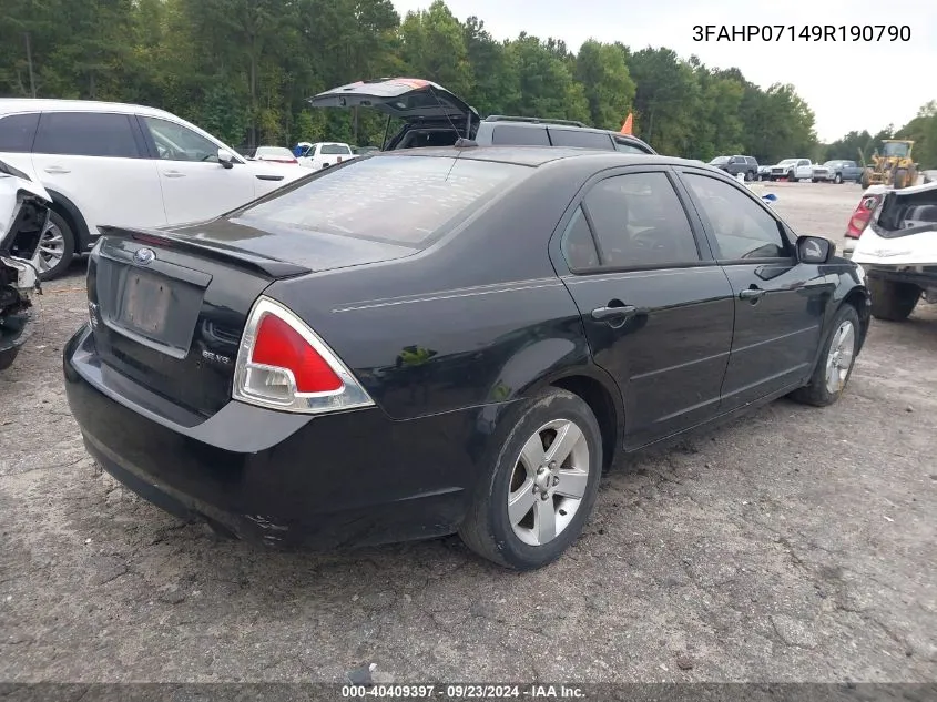 2009 Ford Fusion Se VIN: 3FAHP07149R190790 Lot: 40409397