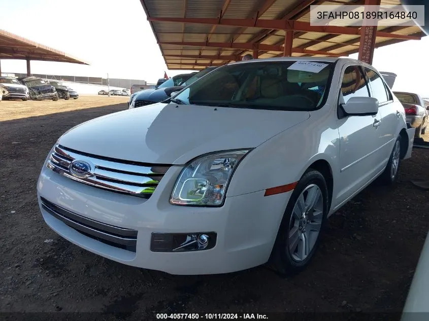 2009 Ford Fusion Sel VIN: 3FAHP08189R164840 Lot: 40577450