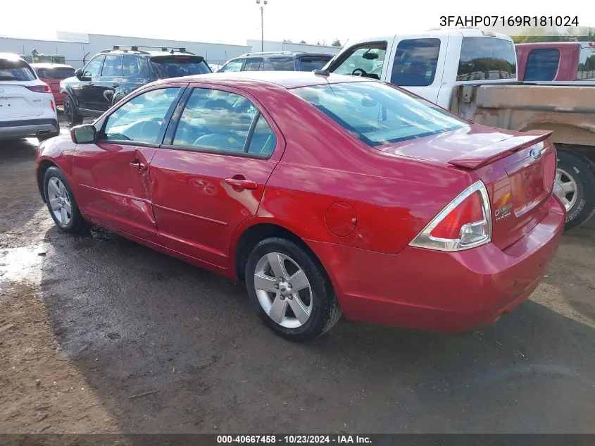 3FAHP07169R181024 2009 Ford Fusion Se