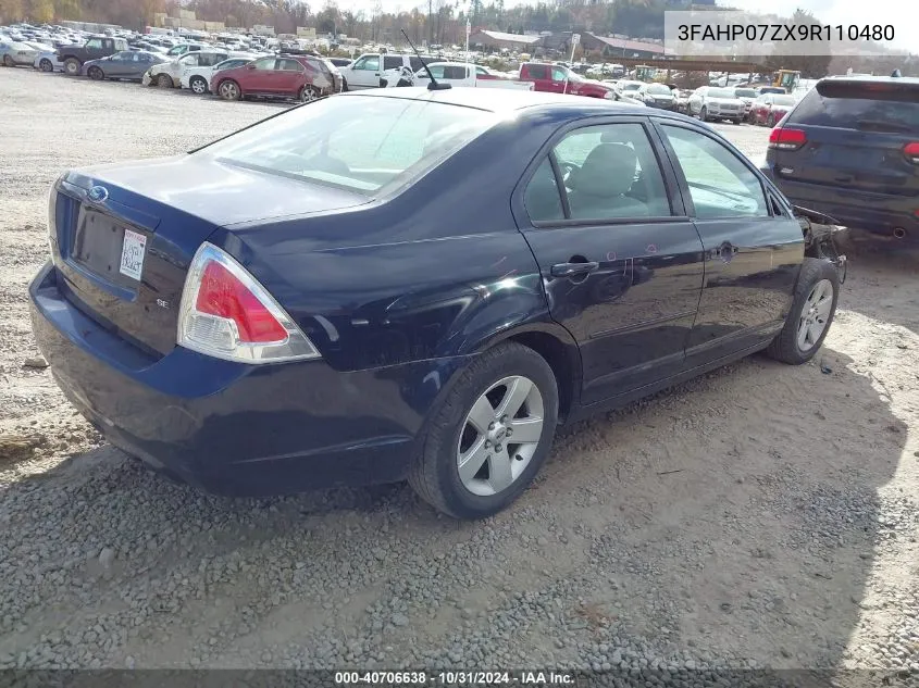 2009 Ford Fusion Se VIN: 3FAHP07ZX9R110480 Lot: 40706638