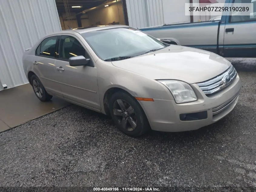 2009 Ford Fusion Se VIN: 3FAHP07Z29R190289 Lot: 40849166