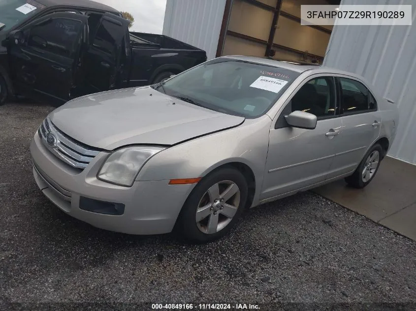 2009 Ford Fusion Se VIN: 3FAHP07Z29R190289 Lot: 40849166