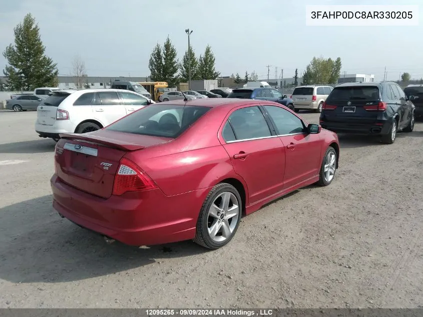 2010 Ford Fusion Sport VIN: 3FAHP0DC8AR330205 Lot: 12095265