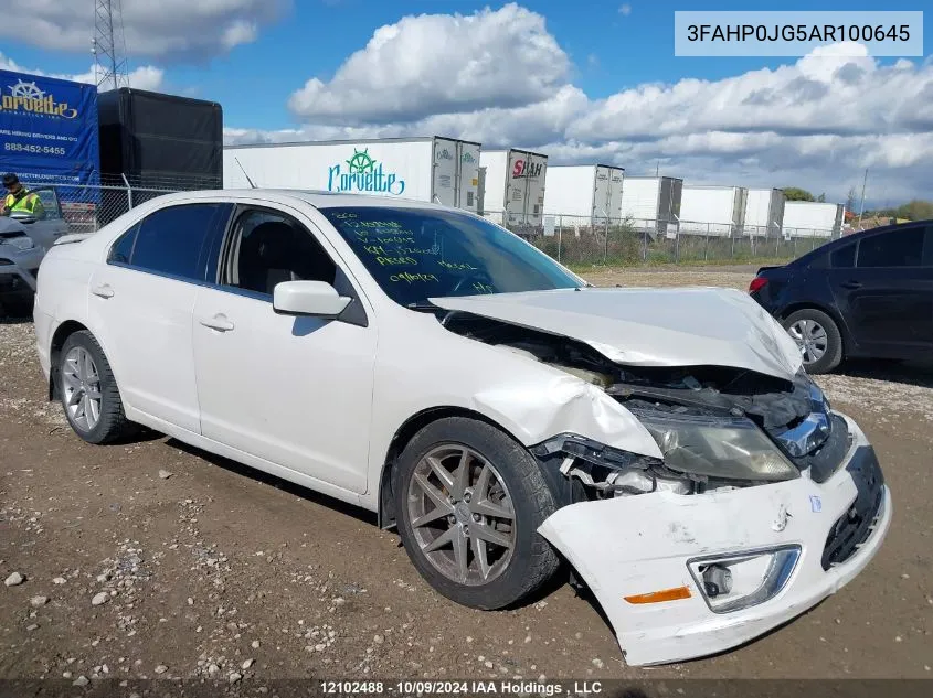 2010 Ford Fusion VIN: 3FAHP0JG5AR100645 Lot: 12102488