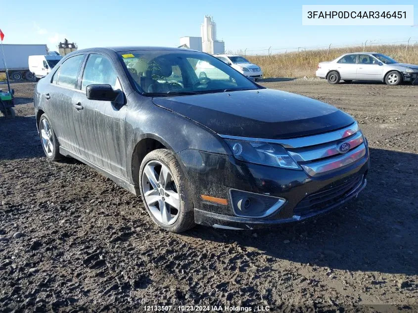 2010 Ford Fusion Sport VIN: 3FAHP0DC4AR346451 Lot: 12133507