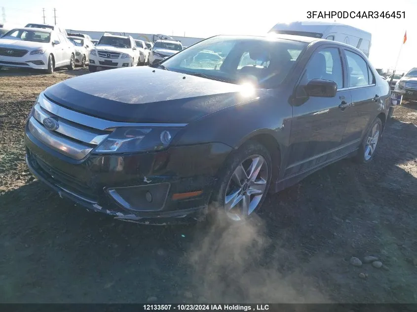 2010 Ford Fusion Sport VIN: 3FAHP0DC4AR346451 Lot: 12133507