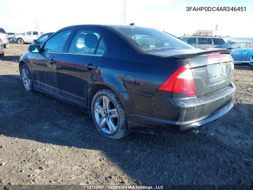 2010 Ford Fusion Sport VIN: 3FAHP0DC4AR346451 Lot: 12133507