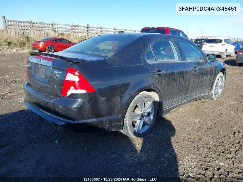 2010 Ford Fusion Sport VIN: 3FAHP0DC4AR346451 Lot: 12133507