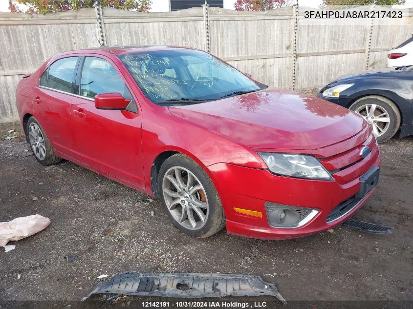 2010 Ford Fusion Sel VIN: 3FAHP0JA8AR217423 Lot: 12142191