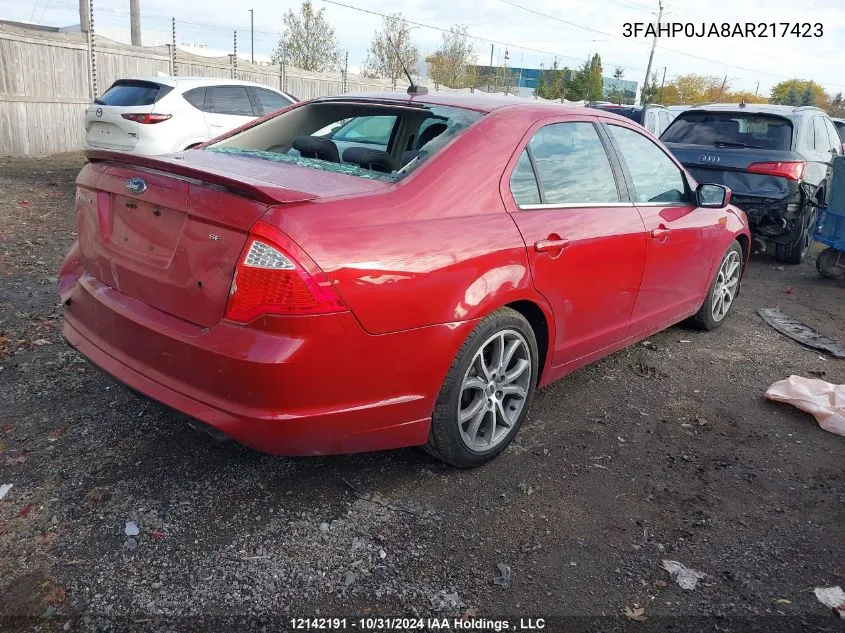 2010 Ford Fusion Sel VIN: 3FAHP0JA8AR217423 Lot: 12142191